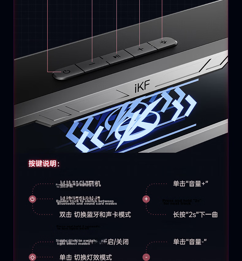 IKF A30 Phantom Gaming Computer Speakers 7.1 Surround Sound RGB Abyssal Colorful Lighting Wired Bluetooth Gaming Desktop Speakers 2026 New Independent Noise-Cancelling Microphone Xuanjing Black 29