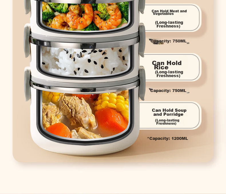 Ymer Multi-Layer Insulated Lunch Box Microwaveable Large Capacity Stainless Steel Four-Layer Bento Box for Office Workers 11