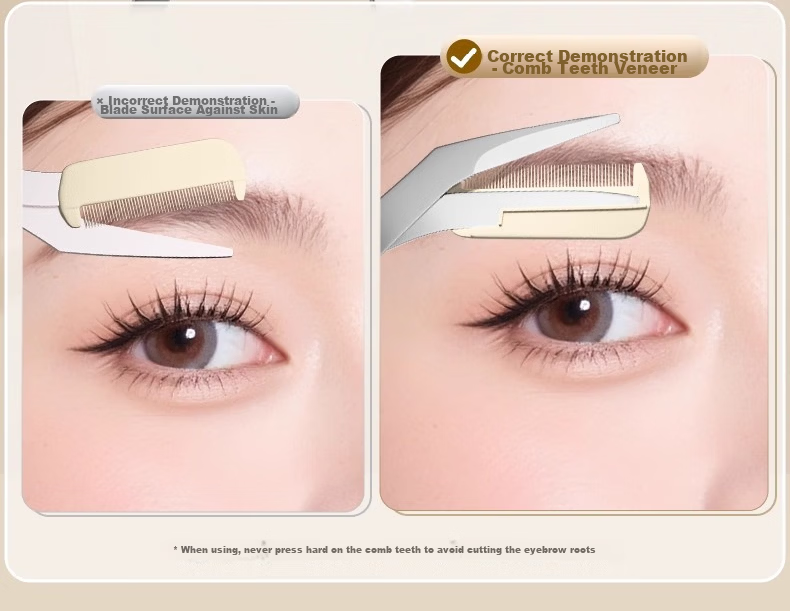 Mukong Crescent Eyebrow Razor Women's Safety Eyebrow Shaping Scissors Kit Professional Salon Use Men's Beginner 14