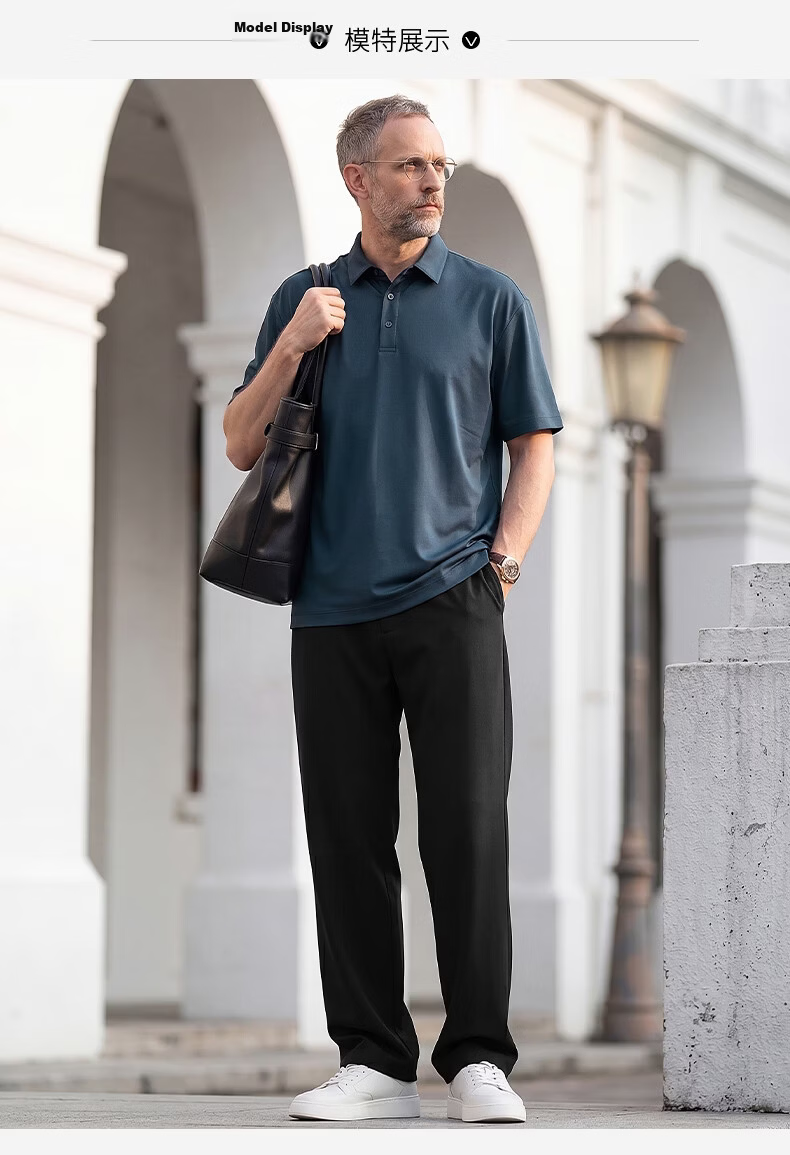 SHANSHAN Father's Day Practical Short Sleeve POLO Set Men's T-Shirt Two-Piece Pants Dad Summer Clothing 28