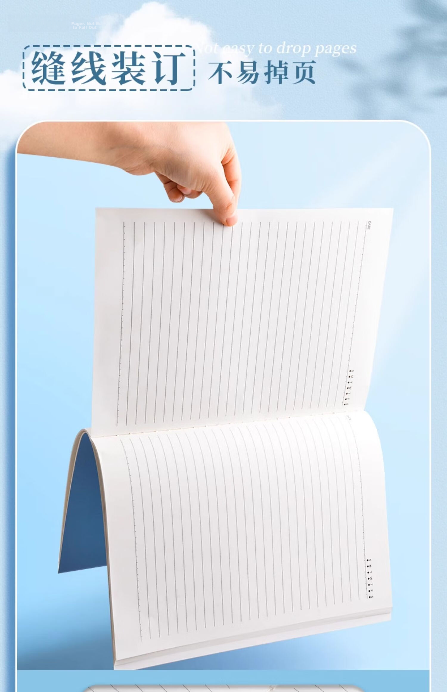 Shuxing A5 Notebook 40 Sheets Simple Softcover Study Journal for Graduate, Middle and High School Students, Sewn Binding Exercise Book, Lined Thick Notebook, Set of 5 "Passing Years" 10