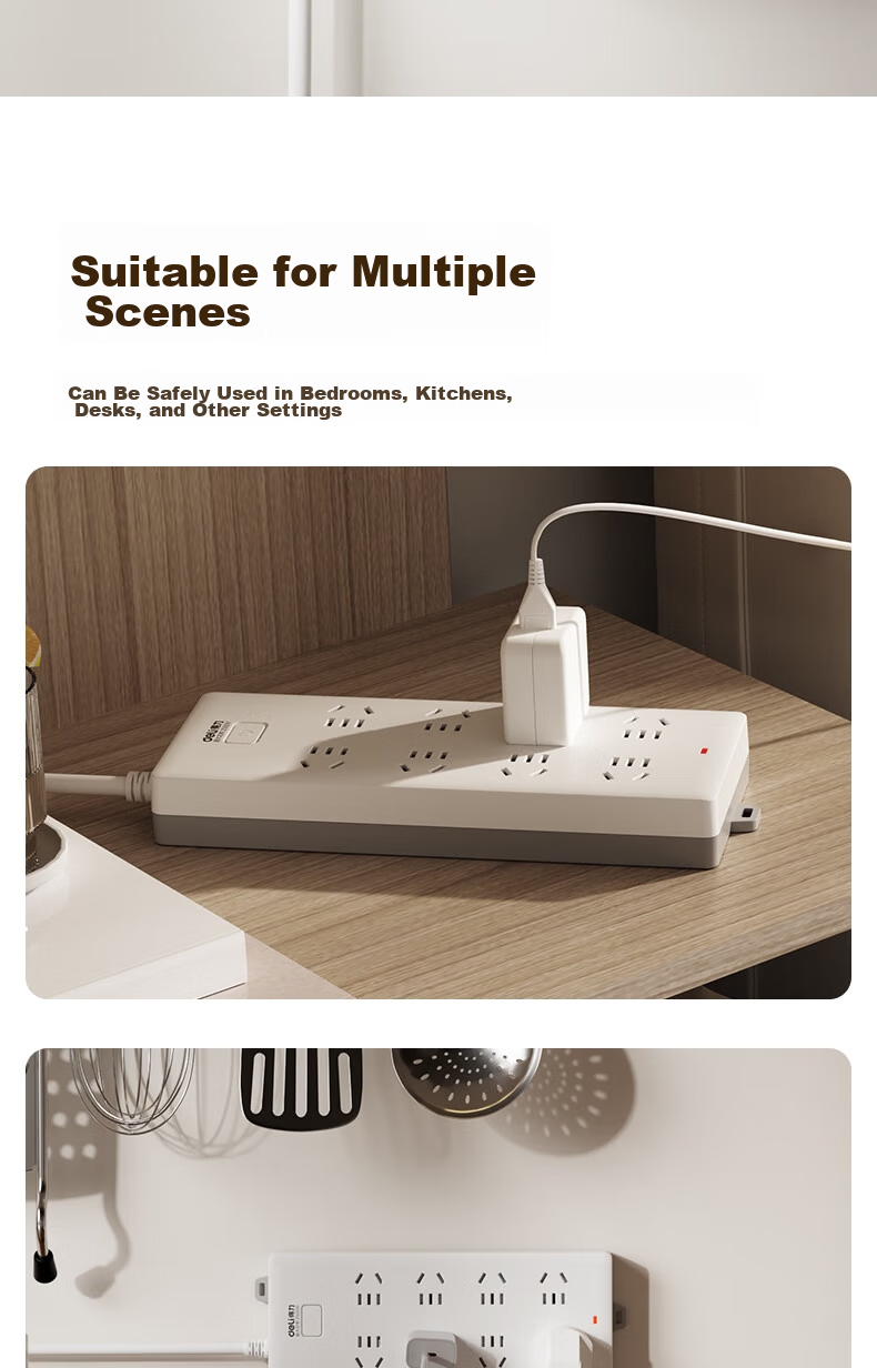 Deli 3C Certified National Standard Safety Power Strip with Master Switch, 8 Combination Sockets, 2 Meters, Model 18262-02 10