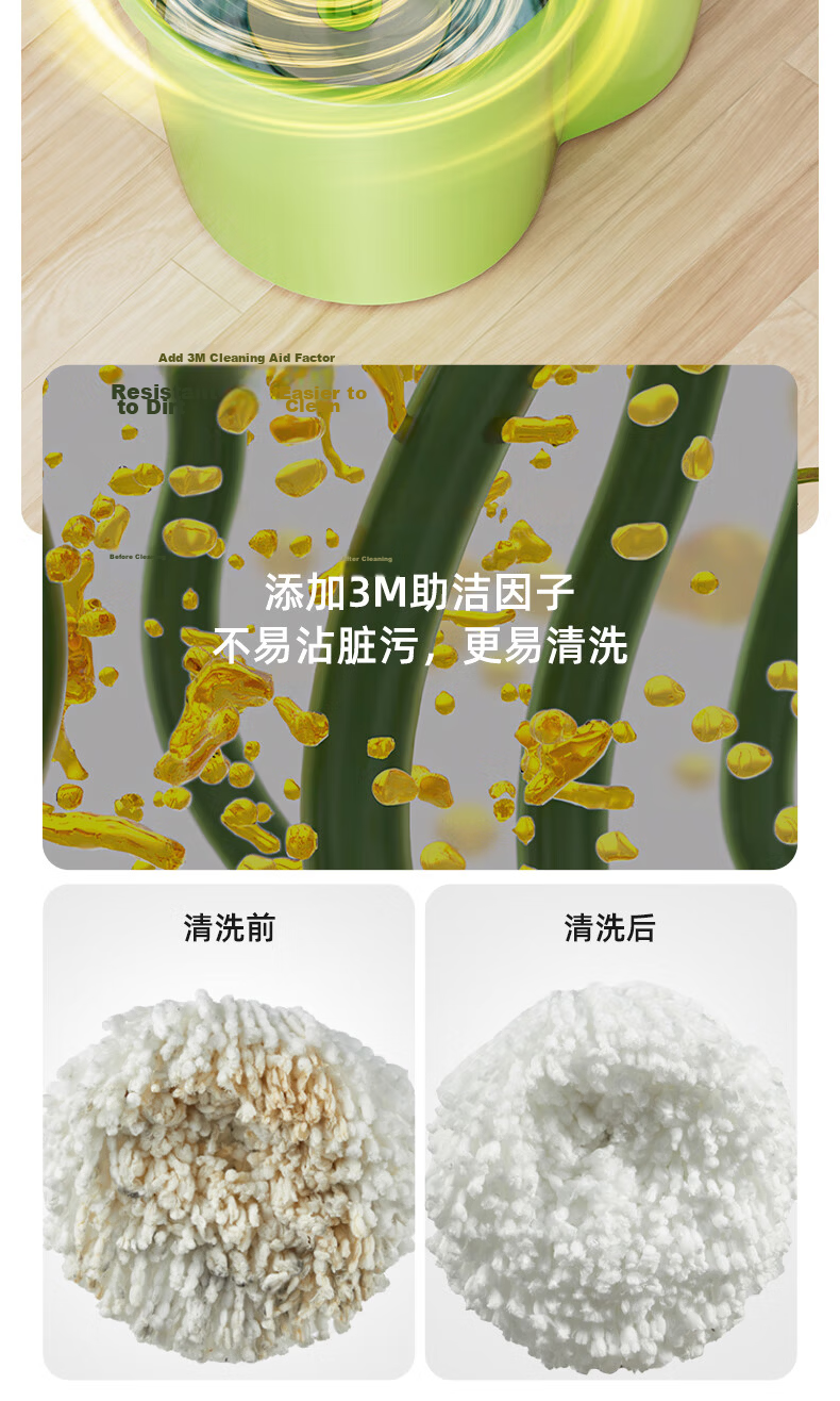 3M Scotch-Brite Spin Mop 35cm Telescopic Rod 100-130cm 2 Heads T1 Elevated Bucket Household Hands-Free Cleaning 6