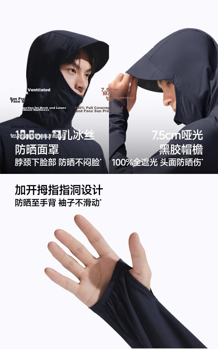 Beneunder Men's Sunscreen Jacket Thin Skin Jacket Ice Silk UV Protection Cooling Breathable Outdoor TS407 Dark Blue Gray S 14