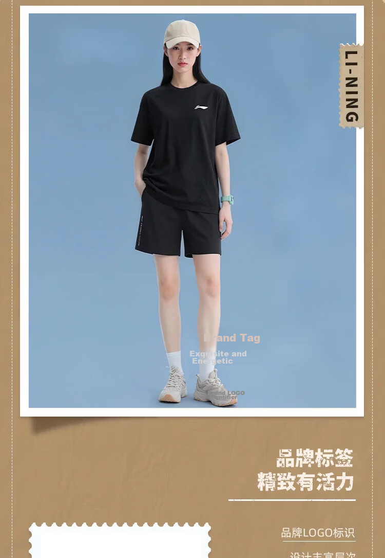 LI-NING Women's Lightweight Quick-Dry Breathable Sports Shorts Slim Fit Running Casual Fashion Shorts 3