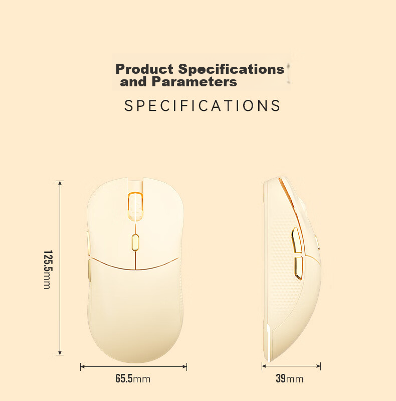 B.O.W Hangshi MD506L Wireless Bluetooth Dual-Mode Ergonomic Backlit Mouse for Desktop Laptop iPad Tablet Phone Office Silent Rechargeable Mouse Milk Tea Color 25