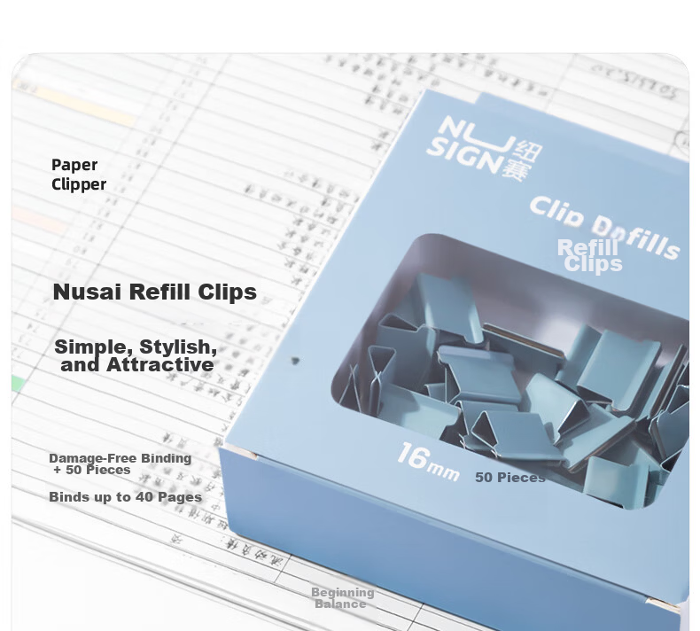 Nusai Push Clip Paper Clamp Colorful Refill Clips File Folder Spare Clips Office Supplies 50 Blue NS086 High-End Brand Under Deli 1