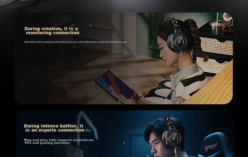 IKF VP7 [KNA Collaboration DiTing Set] Wired HiFi Gaming Headset Over-Ear Esports Headphones Valorant Special Edition Birthday Gift for Boyfriend Carbon Black 54