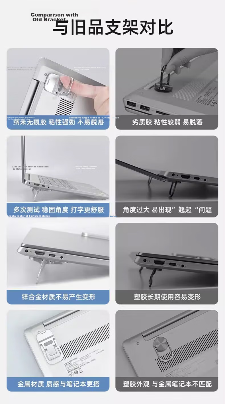 Youhuoda Zinc Alloy Laptop Invisible Stand Mini Portable Desktop Heightening Cooling Foldable Support Bracket 3