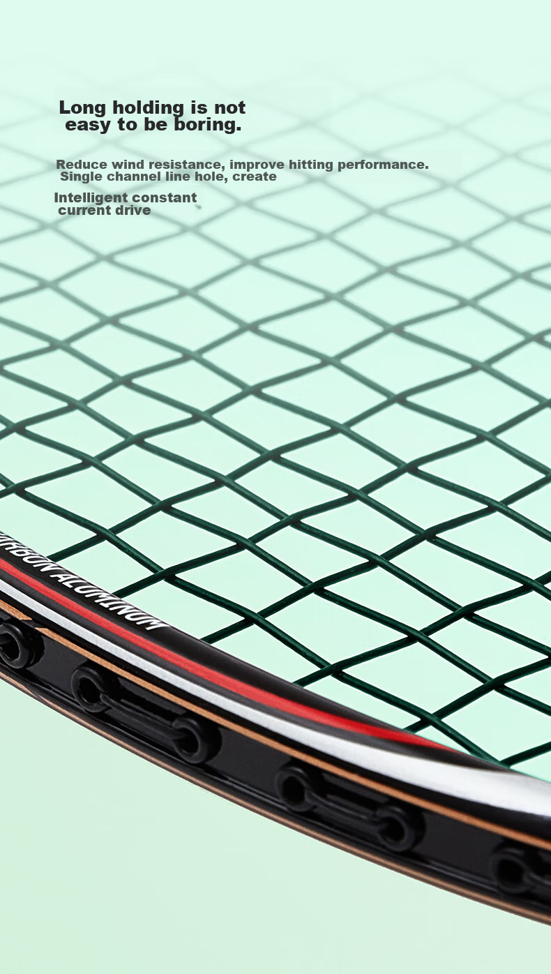 ANTA Badminton Racket Single Racket Ultra-Light Carbon Fiber for Men And Women, Versatile for Attack And Defense, Single Racket Red And Gold 4