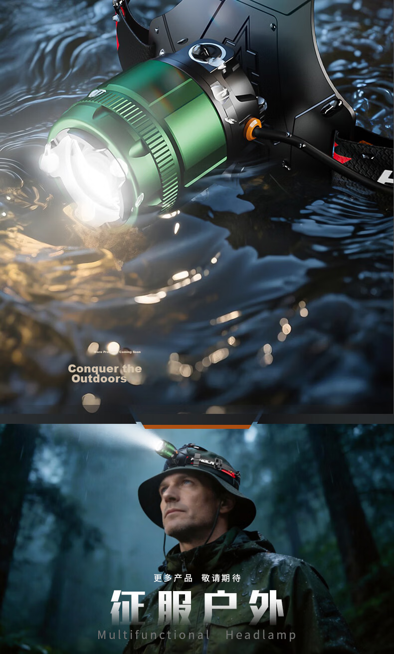 Dexu Headlamp Head-Worn Outdoor Ultra-Long Battery Life 100 Lumens Hiking Night Fishing Beachcombing Construction Super Bright Sensor 14