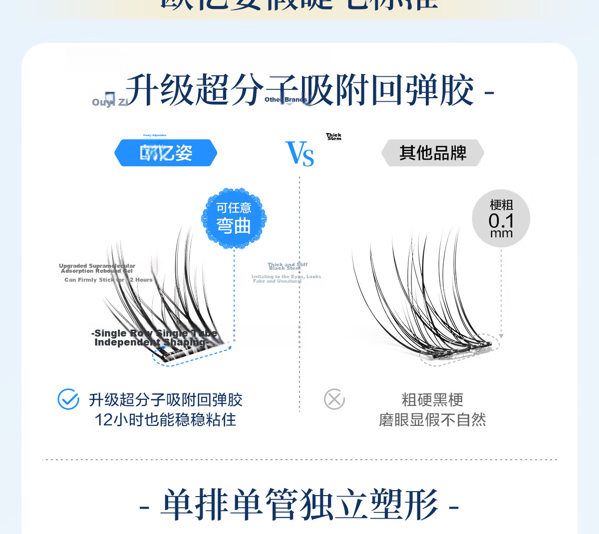 OEIEZ Self-Adhesive Natural False Eyelashes Realistic Extension Look No Glue Eye-Shape Friendly Enlarging Double Eyes Beginner Recommended 9