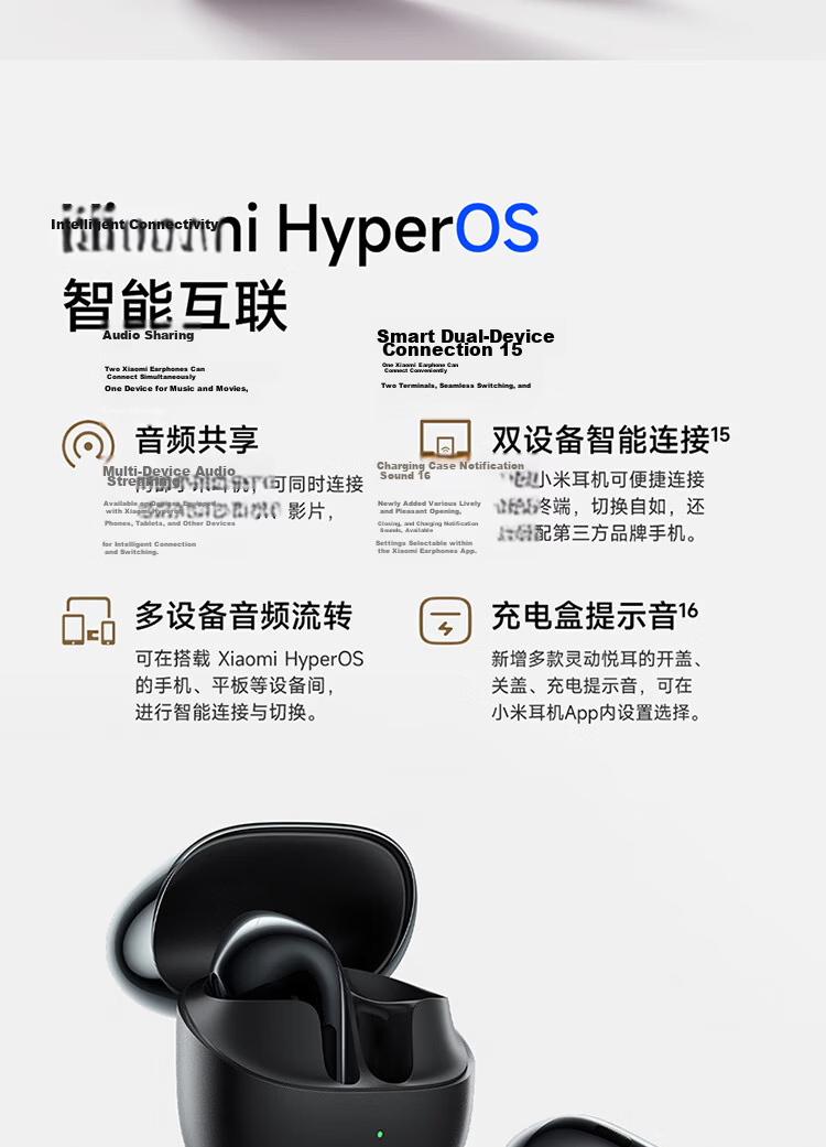MI Xiaomi Buds 6 Earphones Semi-In-Ear Bluetooth Earphones Comfortable Fit for Android and Apple Phones Pearl White 14