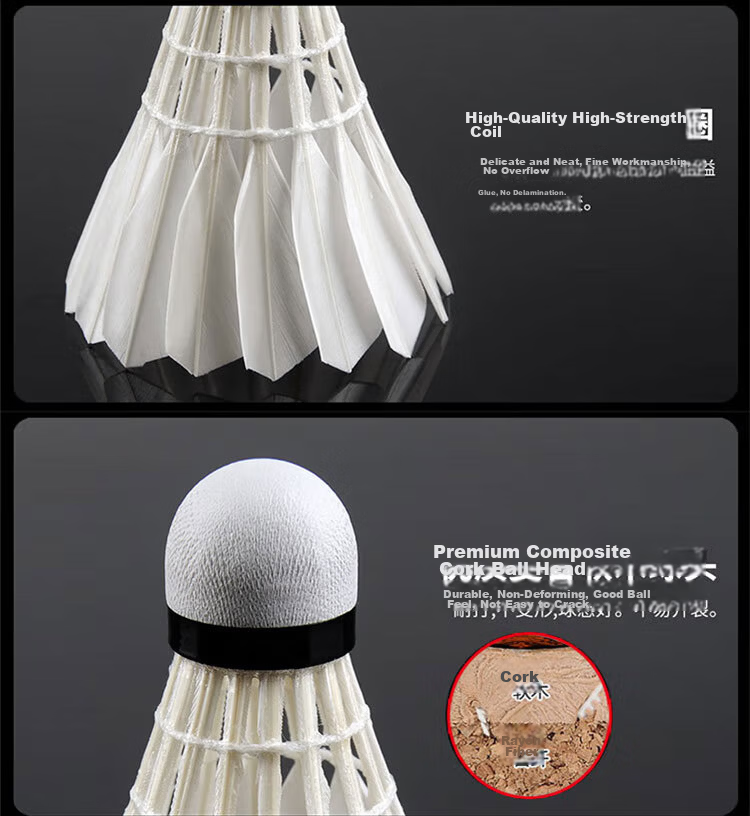 Aslion Dragon Feather Badminton Training Competition Durable Duck Feather Gold Crown C6 No.77 Speed 12-Pack Barrel 4