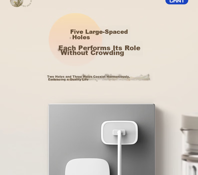 CHNT Switch Socket No-Paint Cream Style Large Panel Concealed Socket X1M Three-Hole 16A Socket Cheese Yellow 24