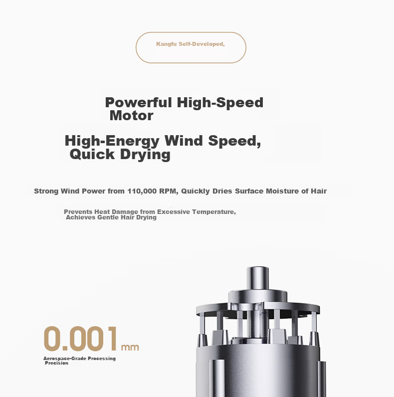 CONFU High-Speed Hair Protection Blower, Hollow Bladeless Household Model, High-Power Strong Airflow Quick-Drying Plasma Non-Damaging Hair Electric Hair Dryer, Birthday Gift, F9 Star Gray 10