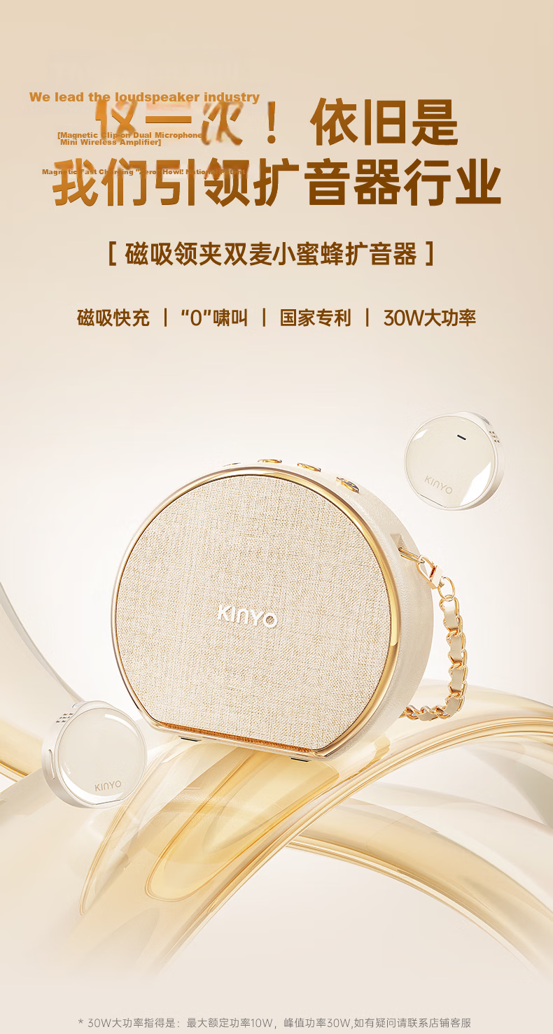 KINYO 30W Wireless Mini Bee Amplifier Teacher Microphone Loudspeaker M20 10