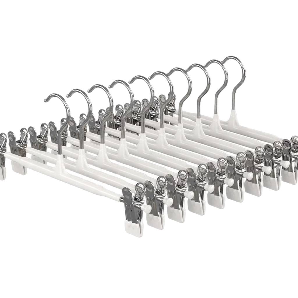 40,000km Non-Slip Clip Pants Hanger Adjustable Retractable Skirt Clip Clothes Drying Rack 10 White Pieces