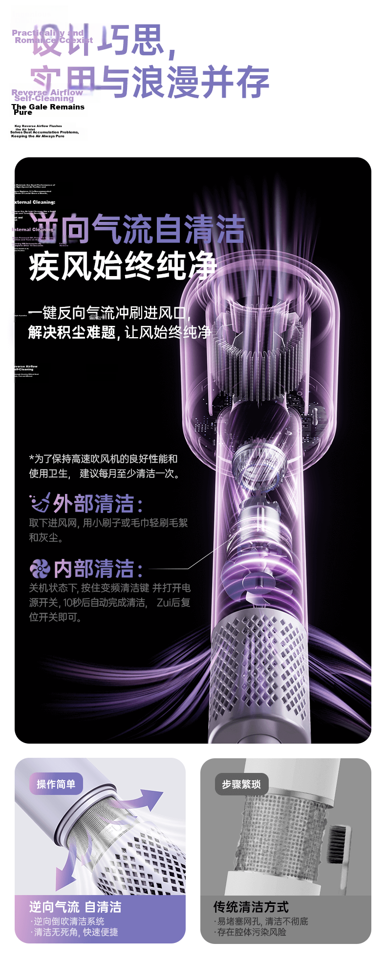 CONFU High-Speed Hair Dryer 5 Billion Plasma Home Use High Power Strong Wind Fast Drying Damage-Free Negative Ion Birthday Gift for Girlfriend F9Pro White 19