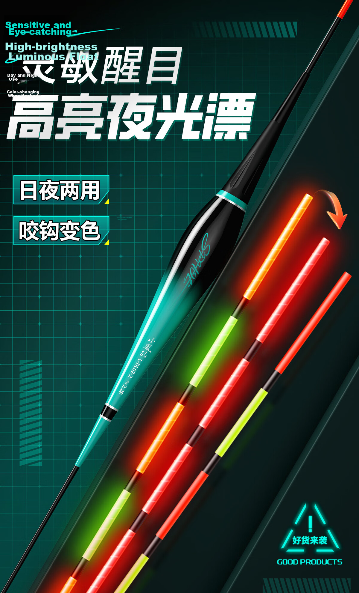 Xiaofengxian High-Luminous Night-Glowing Float L-DL, Bite-Sensitive Color-Changing Float, Day And Night Dual-Use, Highly Sensitive Fishing Float, Eye-Catching Wild Fishing Electronic Float 1