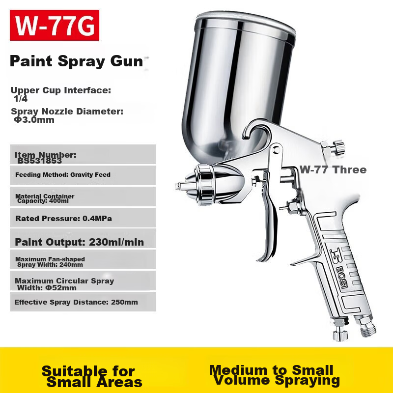 BOSI BS531853 3.0 Upper Cup Pneumatic High Atomization Mini Paint Spray Gun for Furniture and Automotive Use