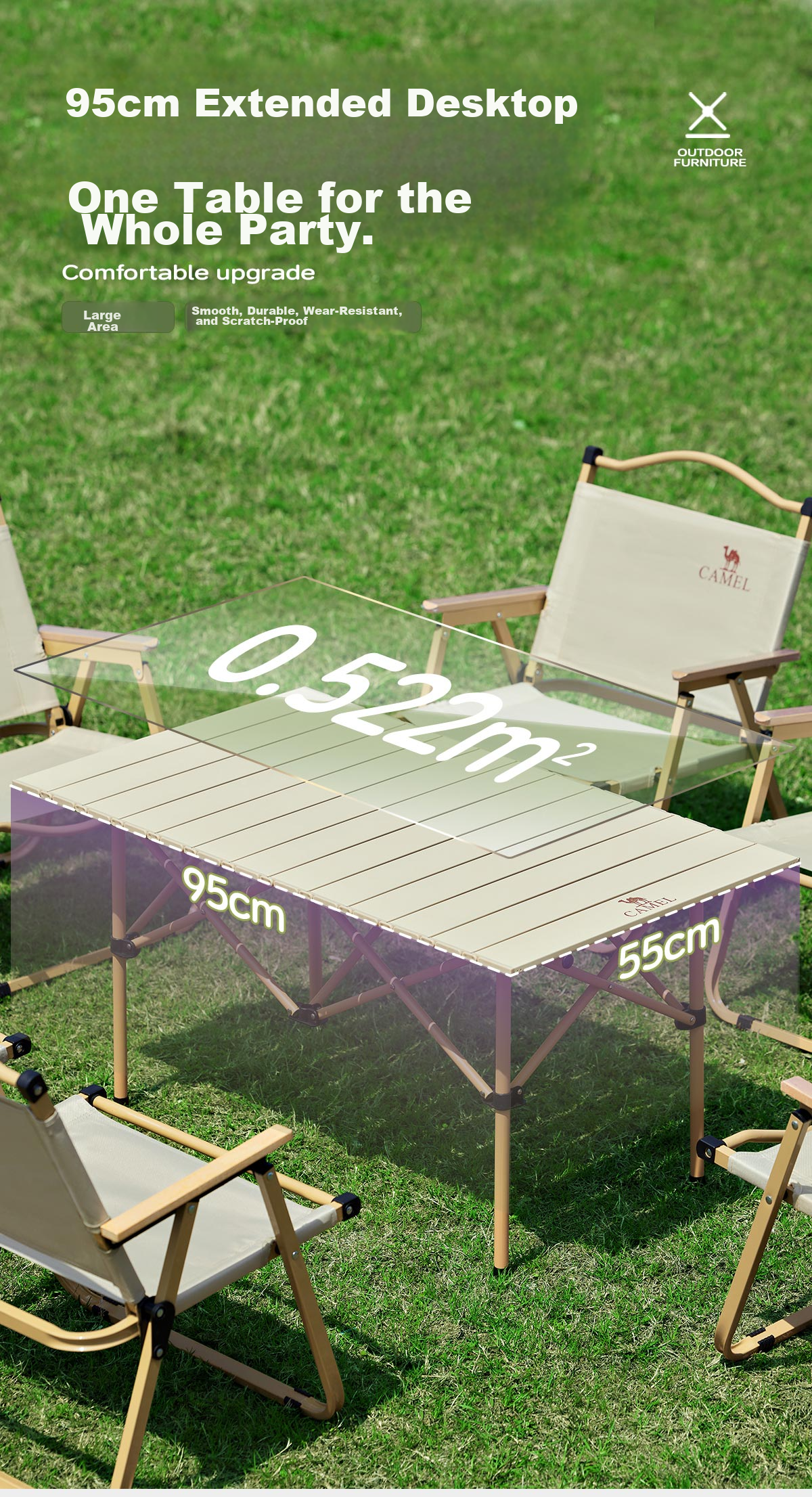 CAMEL Outdoor Folding Table and Chair Camping Equipment Set Egg Roll Table Picnic Camping Furniture 175BL03009 3