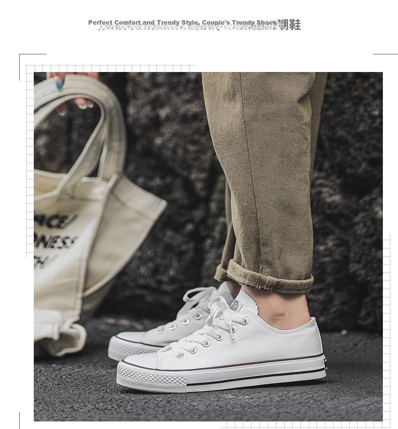 Warrior Official Canvas Shoes Men's Spring Summer Low-top Breathable Classic Couple Sneakers Casual Shoes White Size 44 23