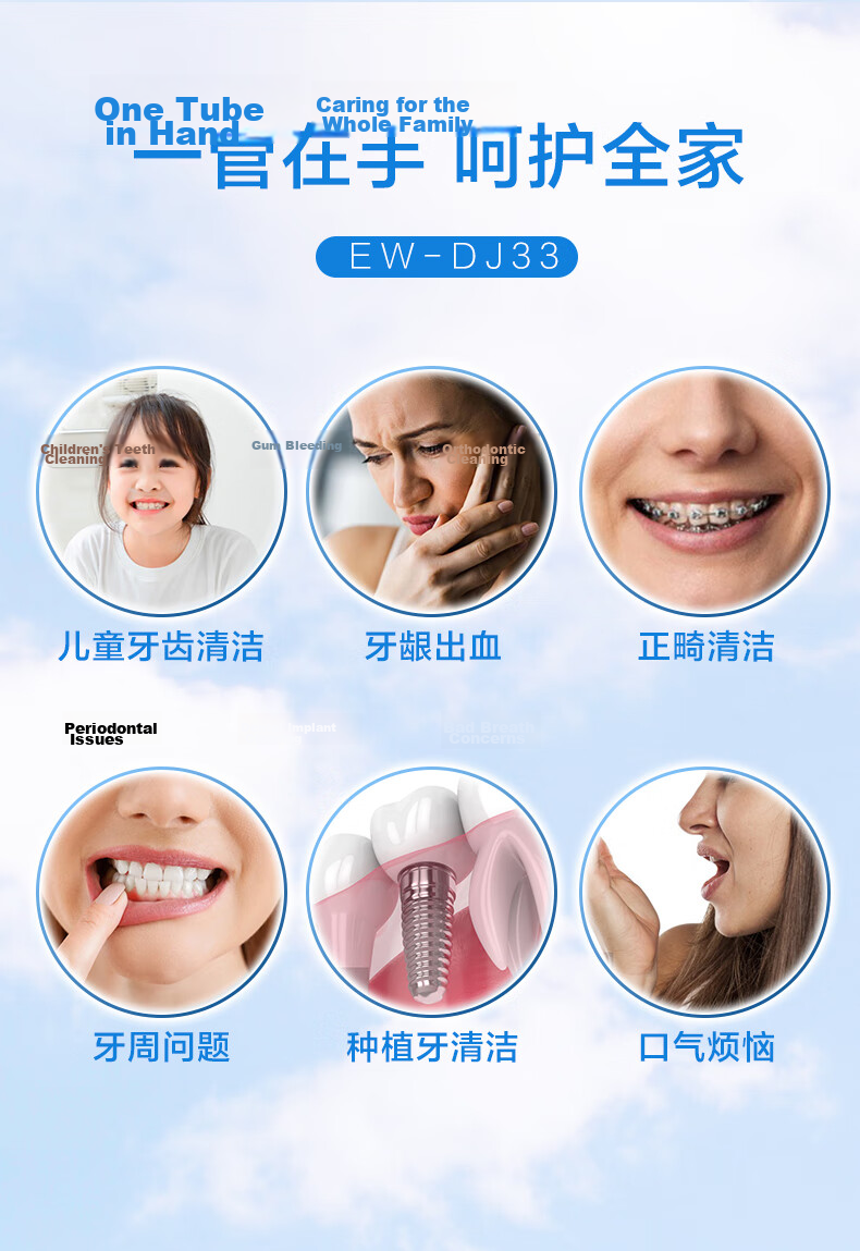 Panasonic Portable Oral Irrigator Small Tube Water Flosser Dental Cleaner for Children and Adults Orthodontic Practical Gift DJ33 White 4