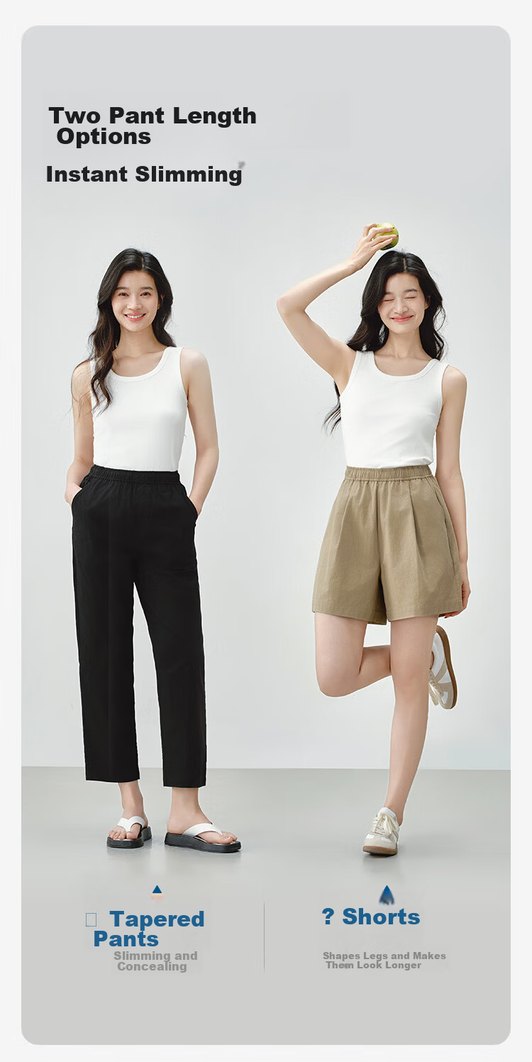 JD Jingzao Women's Casual Cotton-Feel Elastic Waist Shorts 2026 Spring New Breathable Sports Five-Point Pants Black XS 8