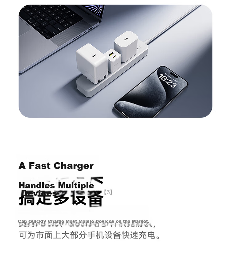 Baseus Apple Charger iPhone 15/14 PD 20W Multi-Port Fast Charger USB/Type-C Adapter Compatible with iPad/13 Pro Max Huawei Xiaomi Phones Tablets 8