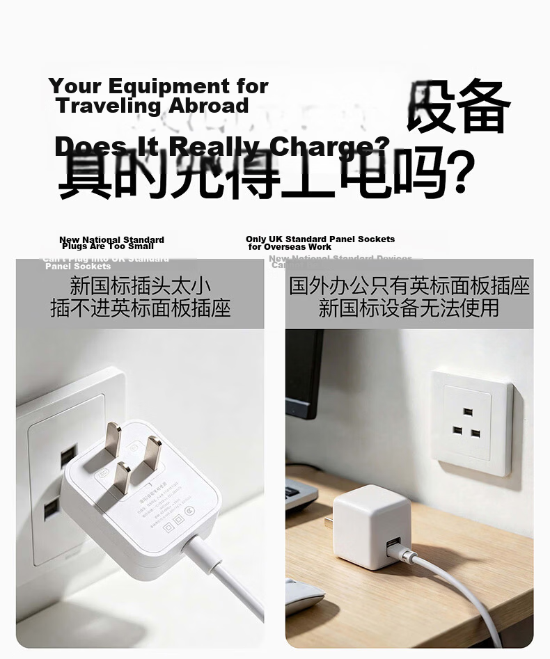 International Electrical British Standard Adapter Plug / Multi-Country Travel Socket / Socket Converter / UK Standard British Standard Hong Kong Version - Five-Hole British Standard Adapter Plug - Whi 1