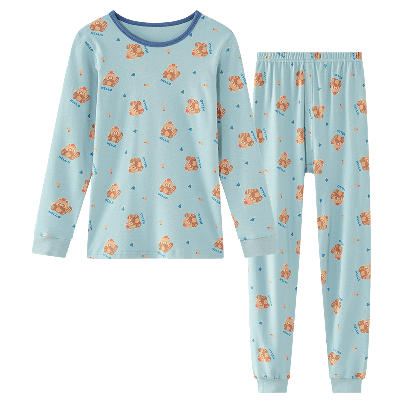 Hodo Children's Pure Cotton Underwear Set, Boys And Girls Autumn Thermal Underwear, Low-Collar Cotton Sweater M1122 Orange Pink 120