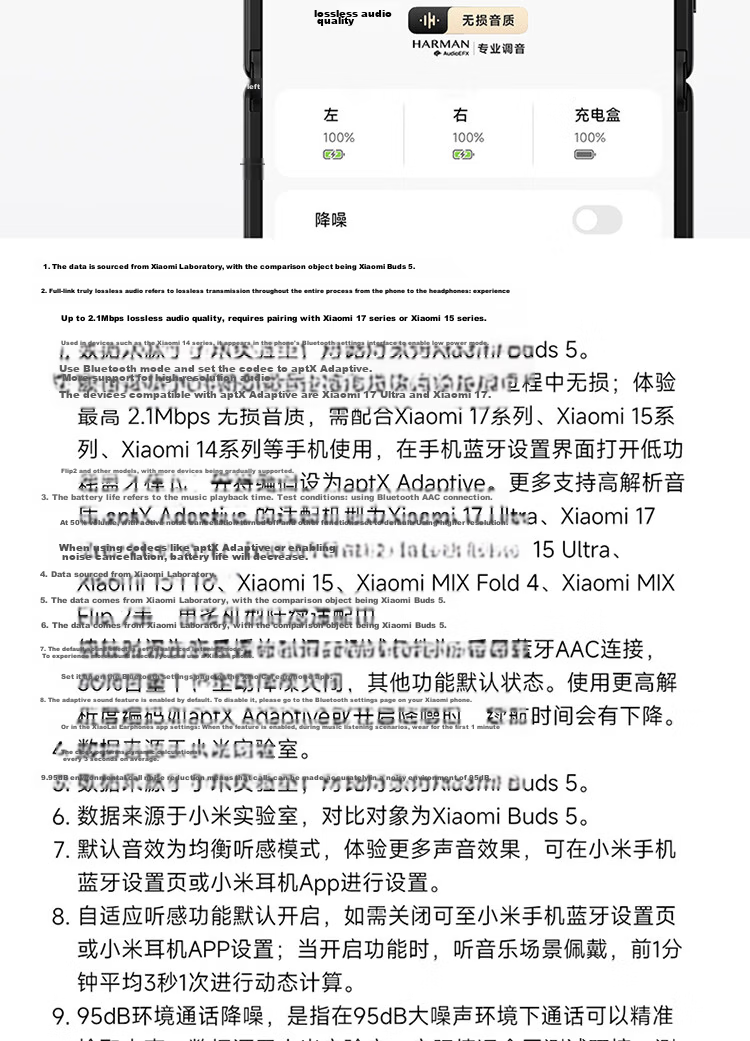 MI Xiaomi Buds 6 Earphones Semi-In-Ear Bluetooth Earphones Comfortable Fit for Android and Apple Phones Pearl White 19