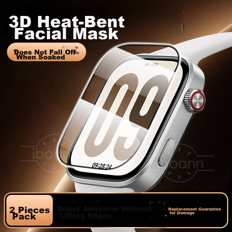 Iboann Redmi Watch 6 Tempered Glass Screen Protector Full Coverage Crystal Coated Curved Film for Xiaomi Watch 6 eSIM Version Shockproof Explosion-Proof