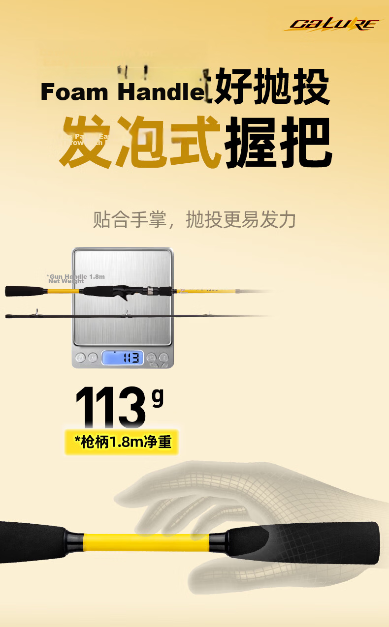 GW 1.8m MH Action CA Straight Handle Lure Rod Set Universal Fishing Rod Lure Fishing Rod Fish Pole Tackle 10