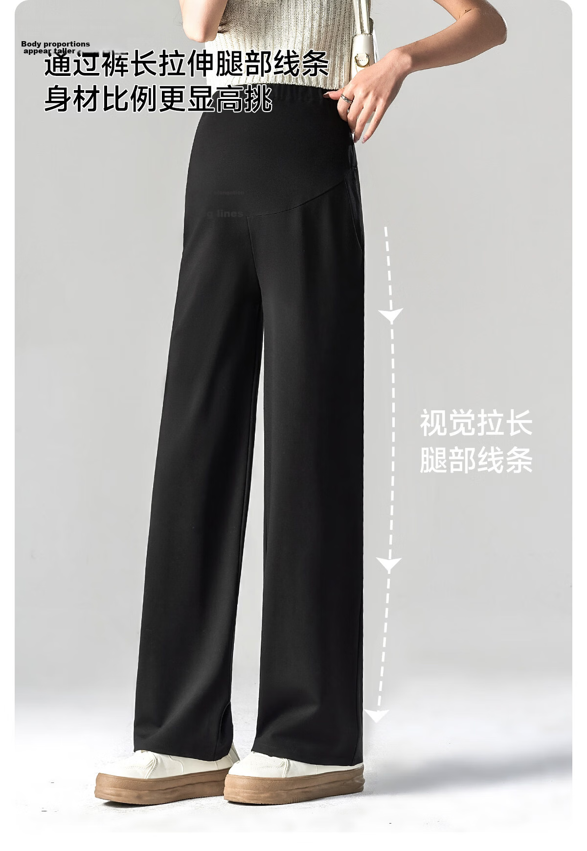 JOYNCLEON Maternity Pants Summer Thin Suit Petite Non-Restrictive Wide-Leg Maternity Trousers Black XXL jyk175178 10