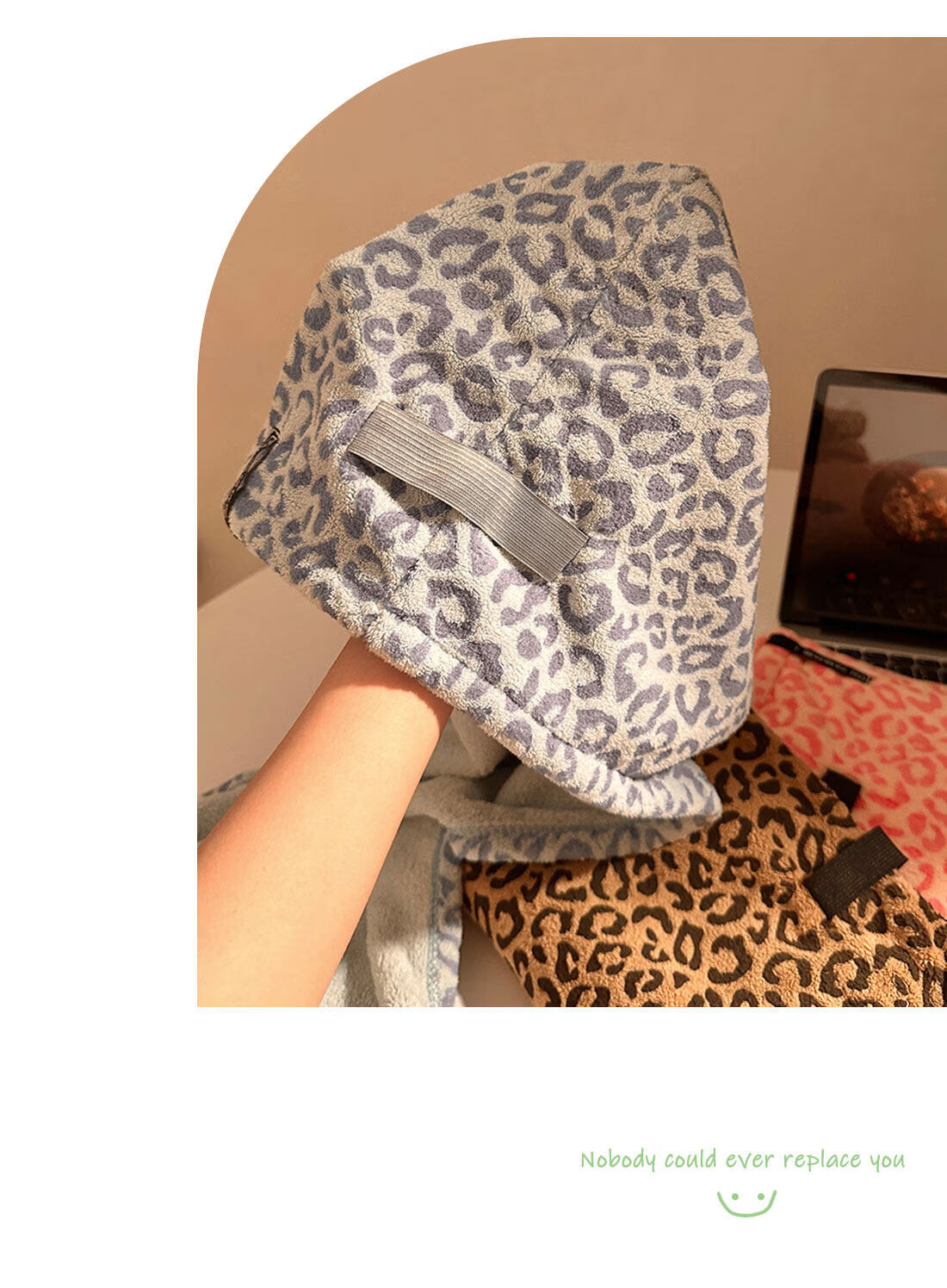 Fan Ye Leopard Print Coral Fleece Thickened Super Absorbent Hair Drying Towel Wrap Bath Cap for Women Adults Students 4
