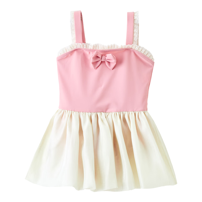 ASK JUNIOR Kids Swimsuit with Swim Cap Summer Toddler One-Piece Ruffle Hem Color-Block Swim Dress Girls Cute Vacation Style