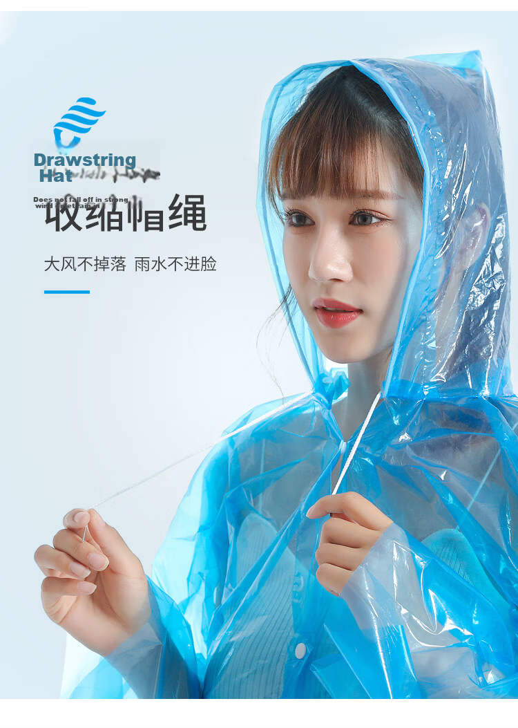 Xinqin Disposable Raincoat for Adults with Hood, Rope Buckle, Travel Outdoor Rainwear, Disposable Poncho, 6 Pieces in Random Colors 5