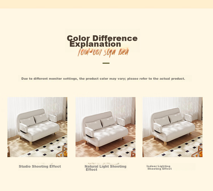 Yupin Sofa Bed Home Living Room Single Double Nap Foldable Sofa Chair Small Sofa S327 Latex Off-White 105 23