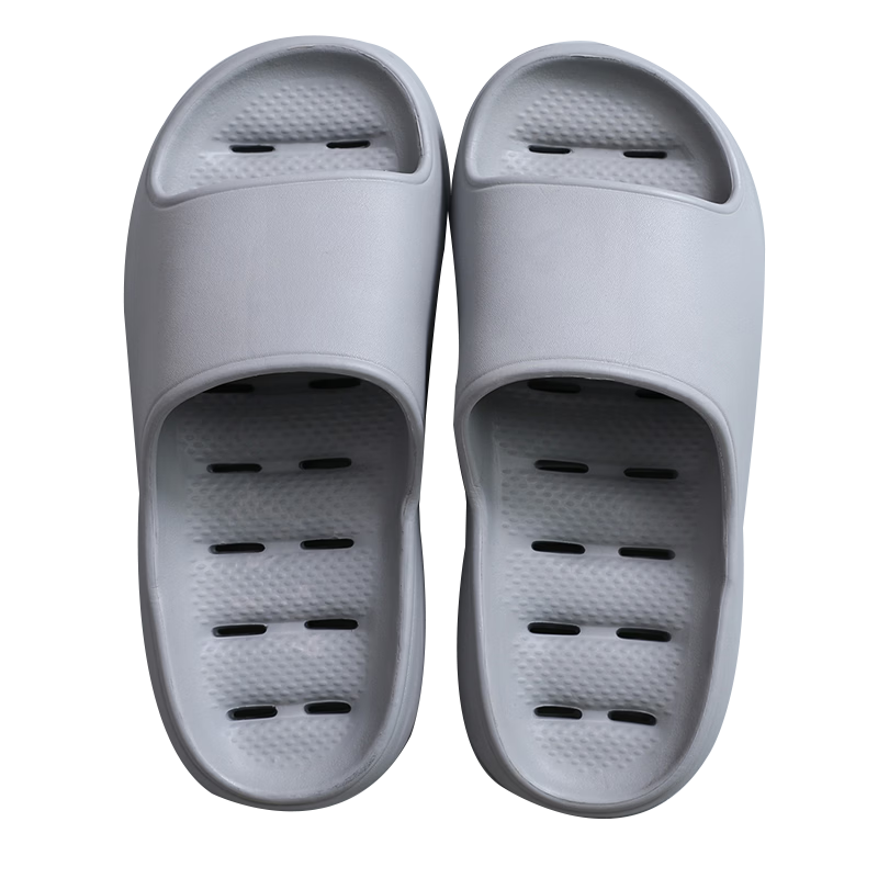 GUOLUOFEI Waterproof Bathroom Slippers Unisex Indoor Home Thick Sole Shower Hollow Quick-Dry Sandals Gray Size 43-44
