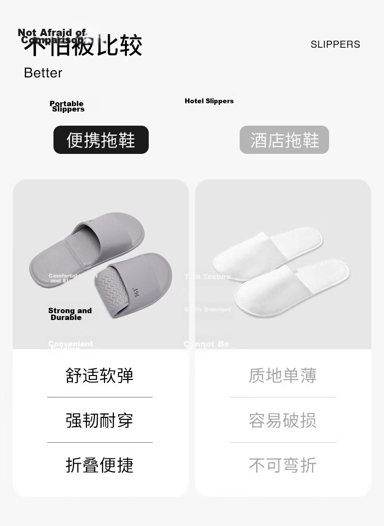361° Couple Hotel Business Travel Portable Slippers Non-Slip Lightweight EVA Home Slippers Simple Foldable Travel Slippers 8