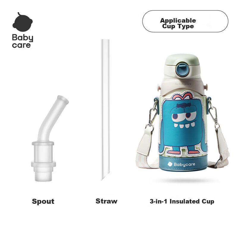 Babycare 3-in-1 Insulated Bottle Original Replacement Accessories (Straw + Spout) Compatible with New and Old Models