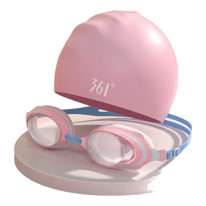 361° Kids Swimming Goggles and Swim Cap Set Professional Training Waterproof Anti-Fog Swimming Glasses for Boys and Girls Diving Gear