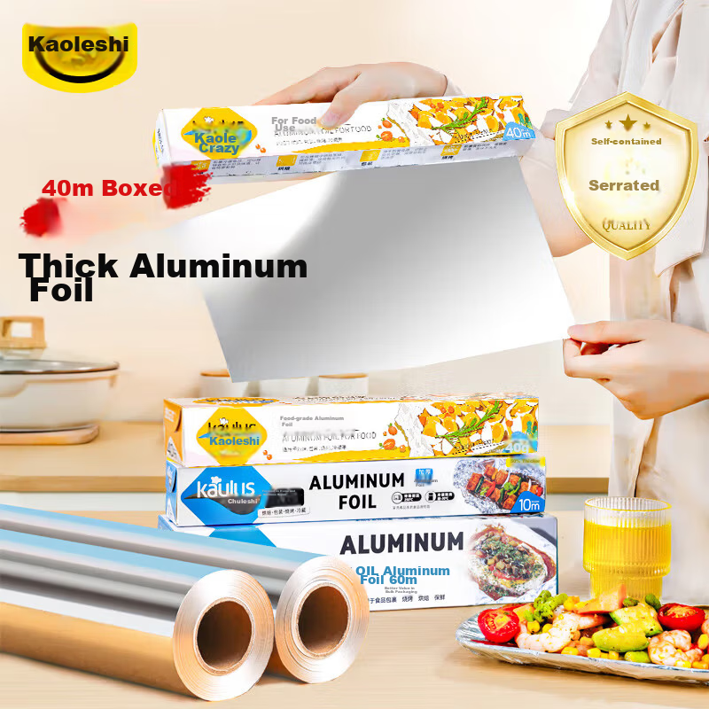Kaoleshi Aluminum Foil Paper for Air Fryer, 40m x 30cm, Non-stick Oil-proof Baking and BBQ Foil Paper