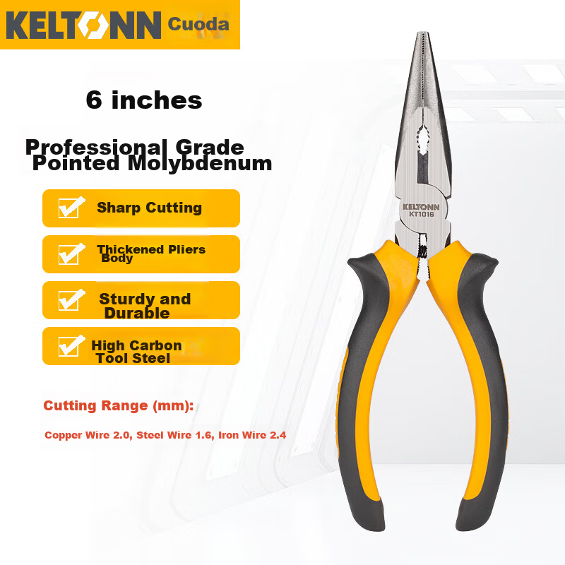KELTONN KT1016 6-Inch Needle Nose Pliers Electrician Pliers Flat Nose Pliers Gripping Tool