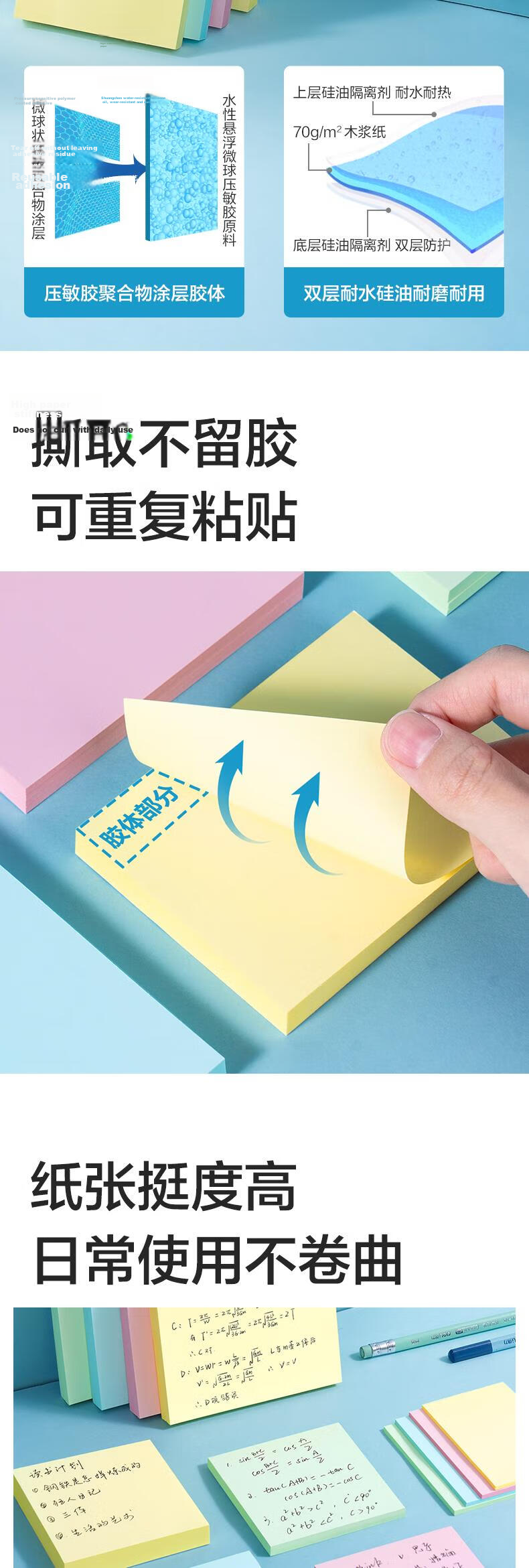 Deli 100 Sheets 4-Color Large Sticky Notes, 76*101mm Memo Pad/Note Pad/self-Adhesive Message Book, Office Supplies, 9083 5