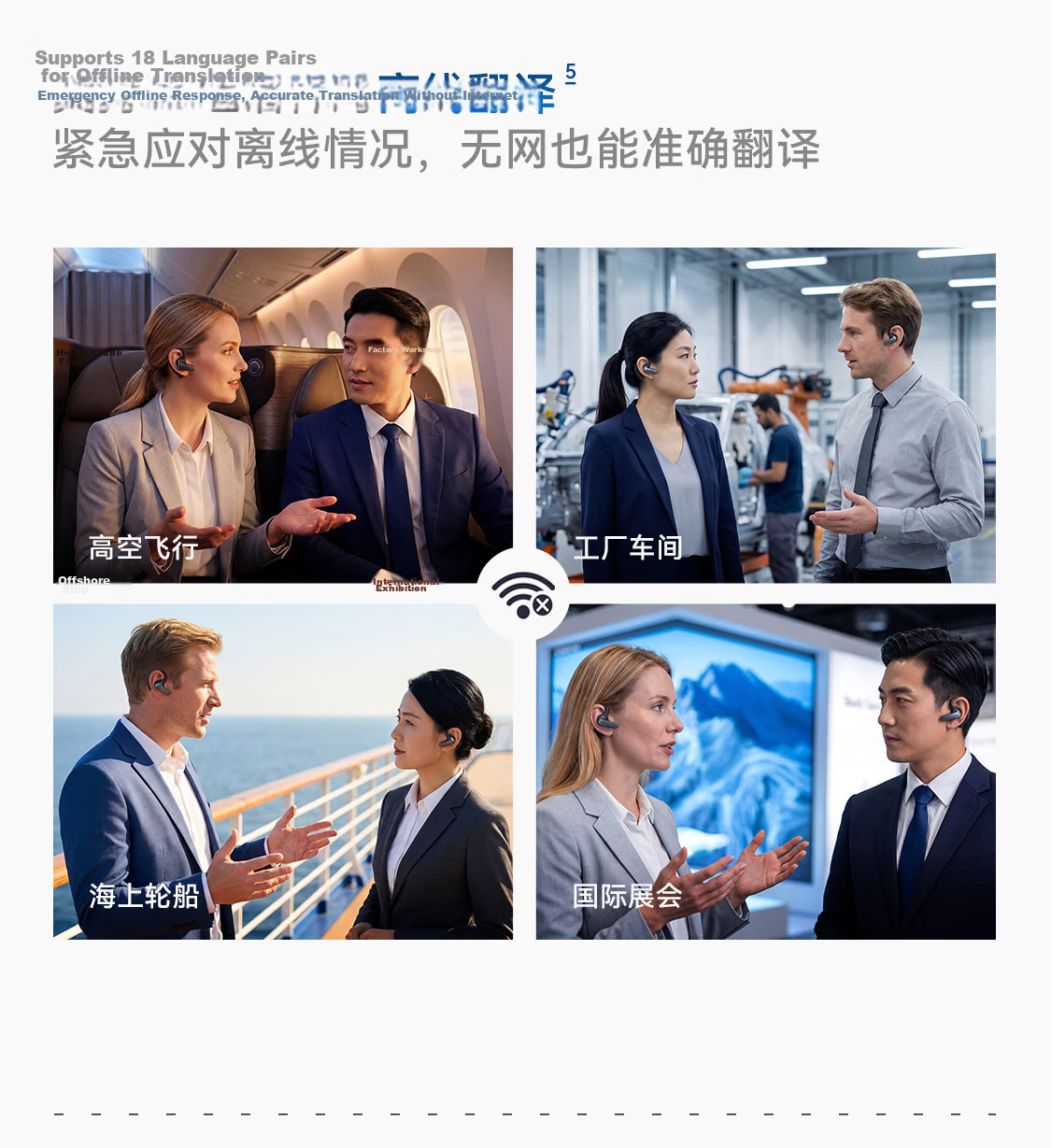 IFLYTEK AI Translation Earbuds - Conference Translation Headset, Real-time Simultaneous Interpretation Device, Portable for Travel, Bluetooth Noise Cancelling 5