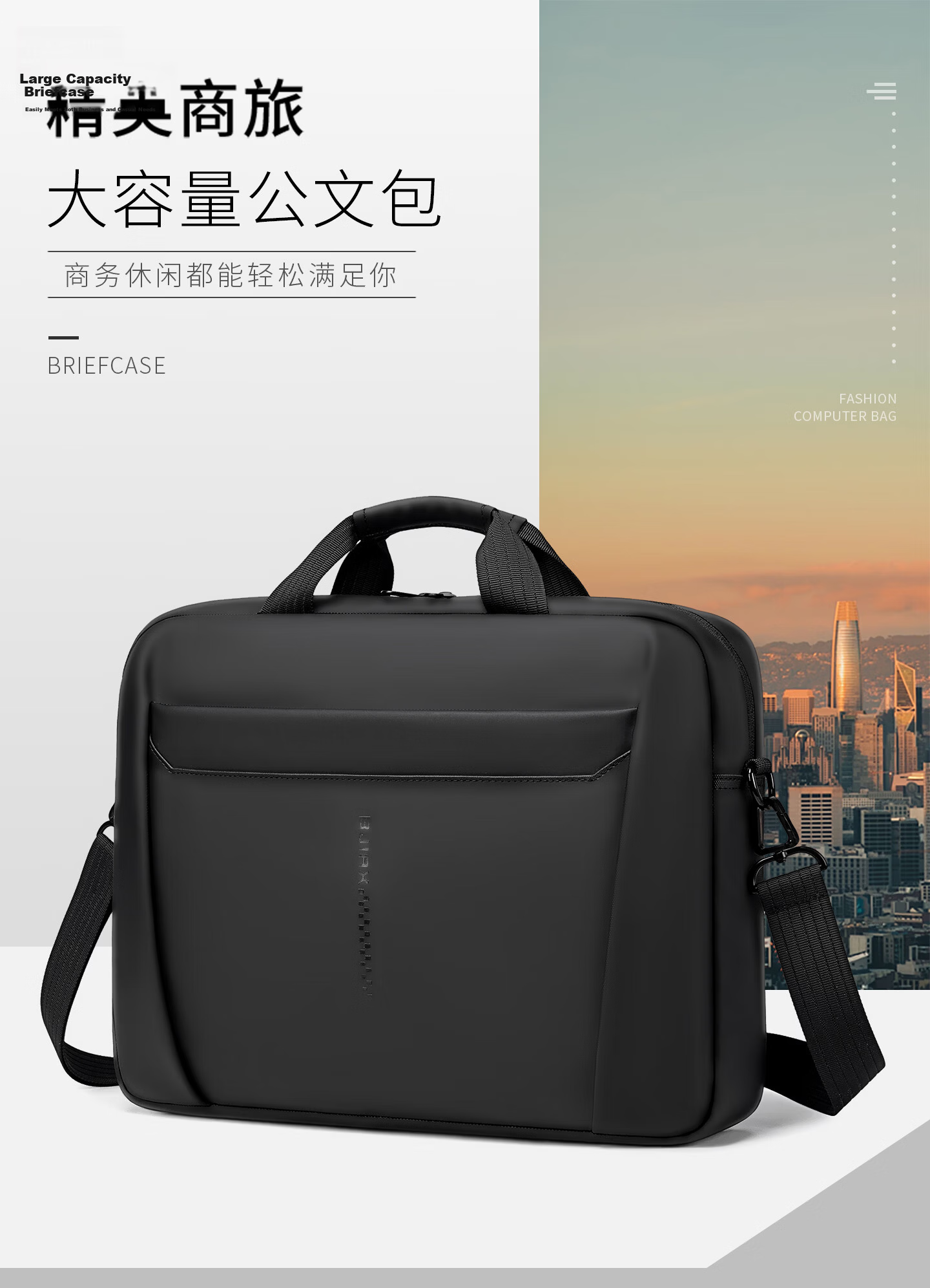 BJIAX Business Briefcase Fashion Large Capacity Handbag Office Men's Crossbody Bag Black 16-inch Laptop Bag 1