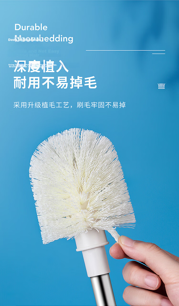 LYNN Antibacterial Toilet Brush with Extended Handle, Round Head, No Dead Angle, Smart Toilet Cleaning Kit 10